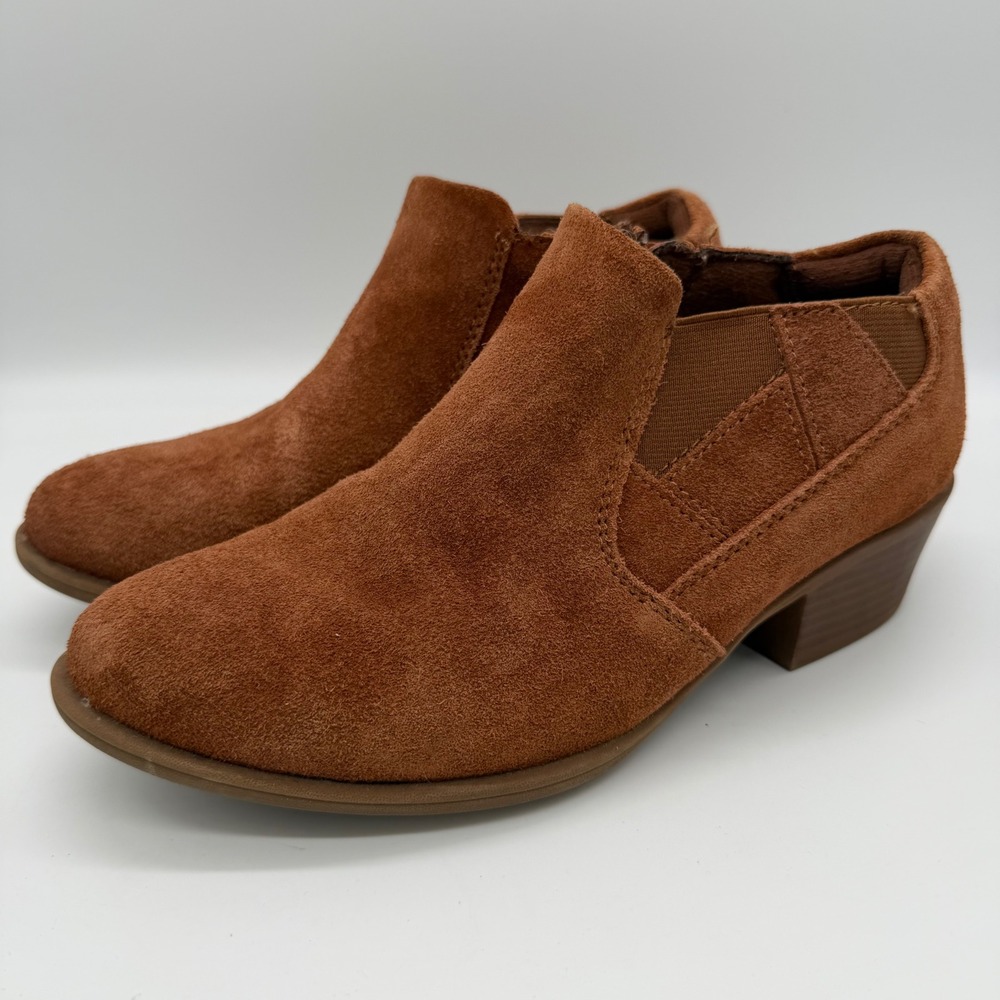 Earth Origins Christine Wide Tobacco Suede Ankle Boots 6.5W Western Boho Casual